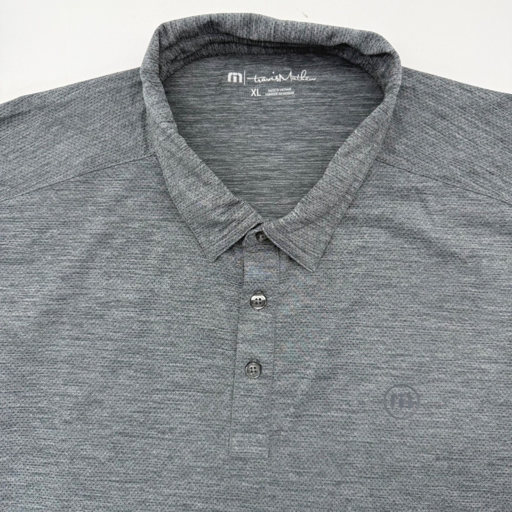 TravisMathew Polo Shirt Mens XL Grey Heathered Performance Stretch Golf